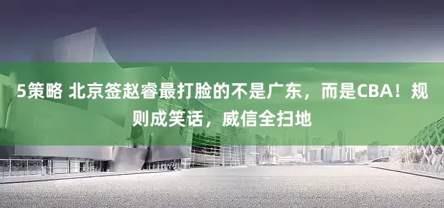 5策略 北京签赵睿最打脸的不是广东，而是CBA！规则成笑话，威信全扫地